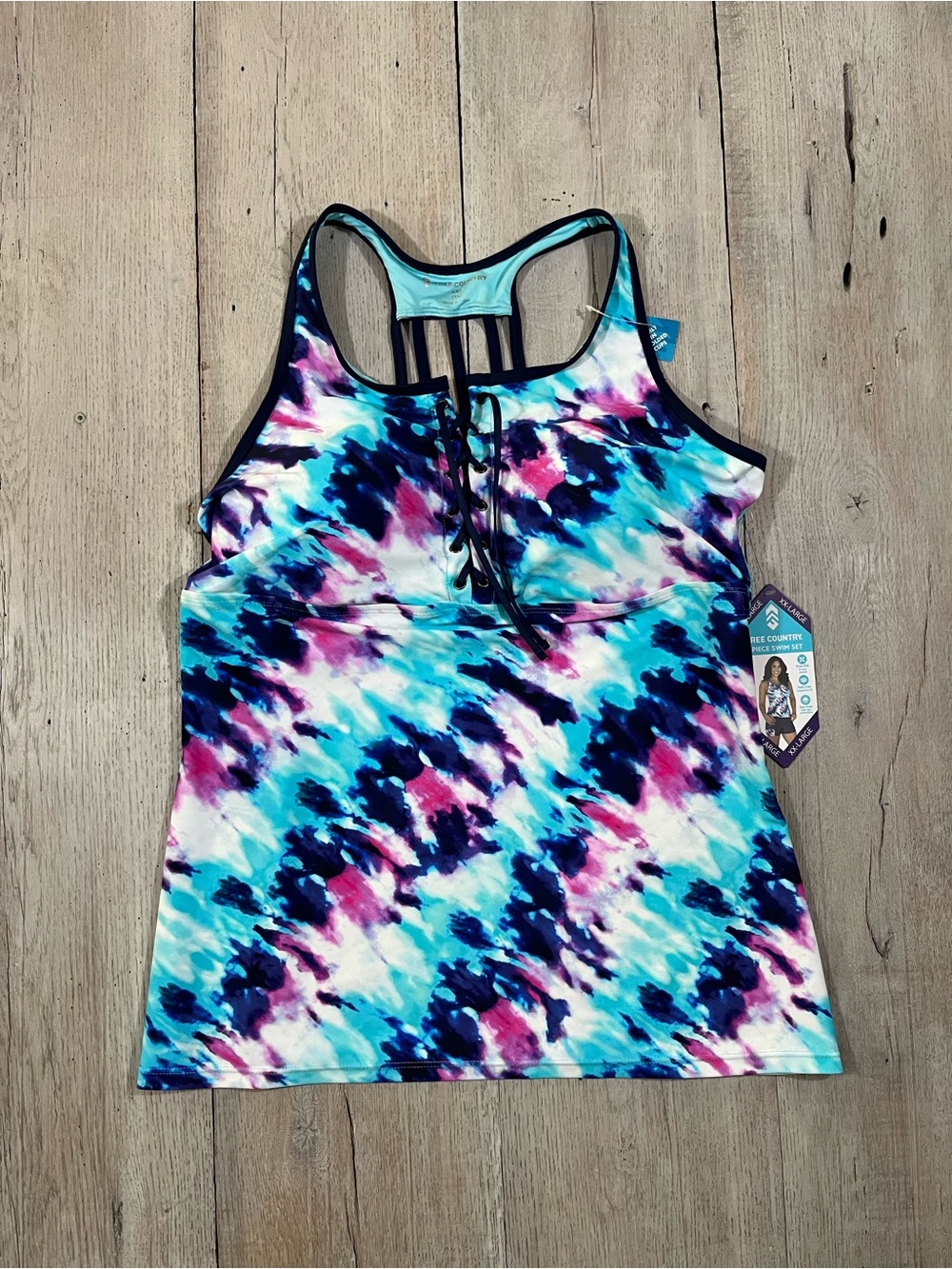 NWT Free Country Aquatopia Navy Swim Top Size XXL TOP ONLY Surf Yoga